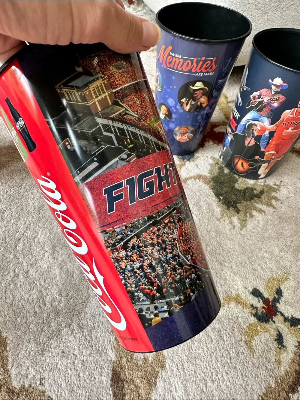 Vintage University Of Illinois Fighting Illini Basketball Plastic Cups Lot Of 4